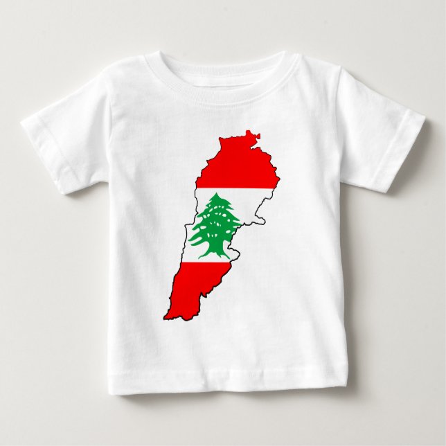 T-shirt Pour Bébé Carte du Liban avec drapeau (Devant)