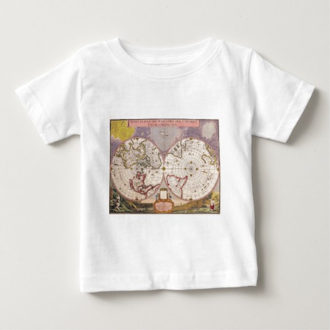 T-shirt Pour Bébé Carte du monde antique (Devant)