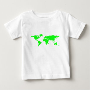 T-shirt Pour Bébé Carte du monde blanc vert