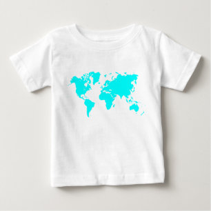 T-shirt Pour Bébé Carte du monde - Cyan