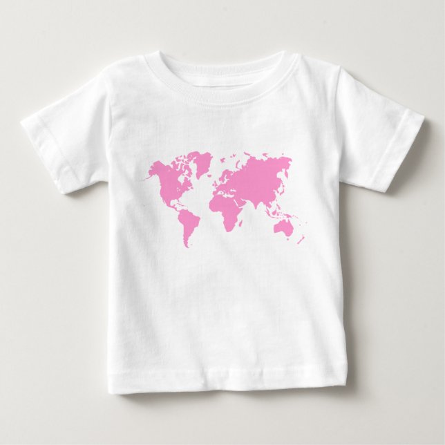 T-shirt Pour Bébé Carte du monde - Rose (Devant)