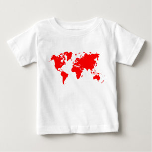 T-shirt Pour Bébé Carte du monde - Rouge