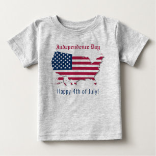 T-shirt Pour Bébé Carte US personnalisée Drapeau Fête de l'Indépenda