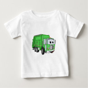 T-shirt Pour Bébé Cartoon de camion-poubelle vert vif