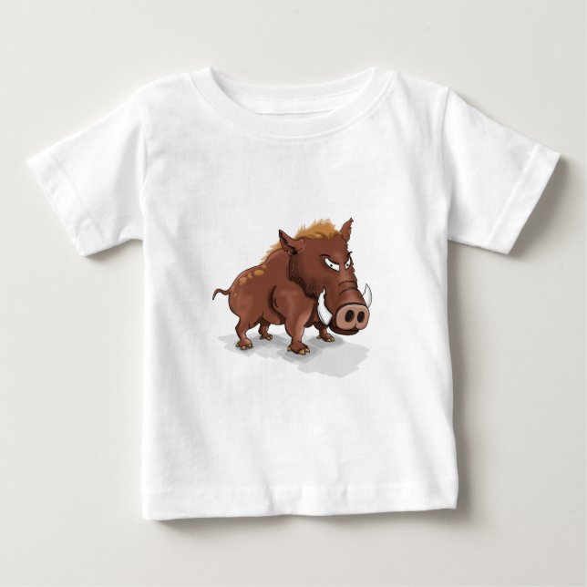 T-shirt Pour Bébé Cartoon drôles humours brun sauvage porc (Devant)