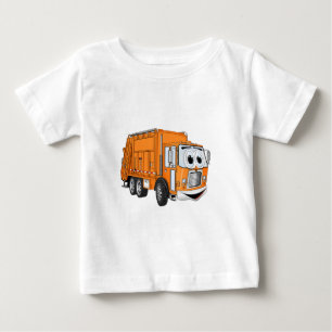 T-shirt Pour Bébé Cartoon Orange souriant de camion-poubelle