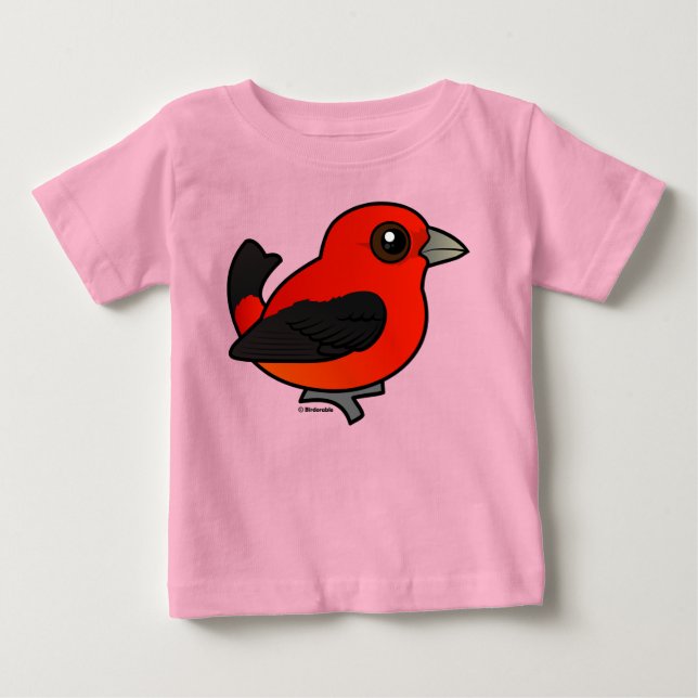 T-shirt Pour Bébé Cartoon Scarlet Tanager (Devant)