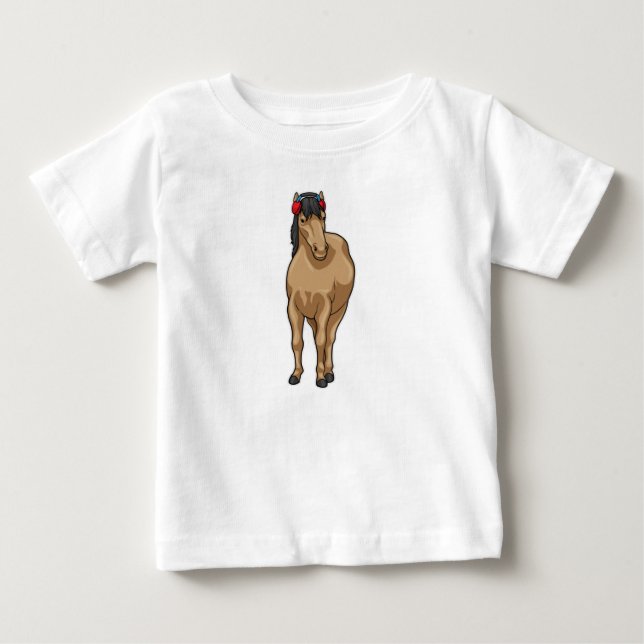 T-shirt Pour Bébé Casque Audio Musique Cheval (Devant)
