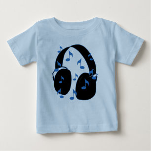 T-shirt Pour Bébé Casque avec les notes musicales pour le bébé dans
