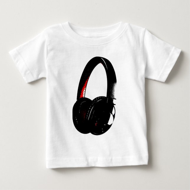 T-shirt Pour Bébé Casque Pop Art Head Téléphone (Devant)