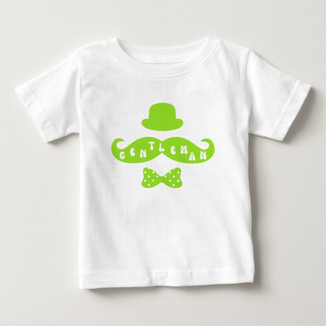 T-shirt Pour Bébé Casquette vert Moustache Décontracté bébé garçon T (Devant)