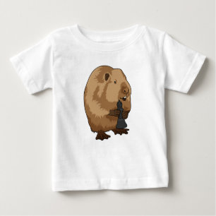 T-shirt Pour Bébé Castor au jeu d'échecs avec pièce d'échecs Évêque