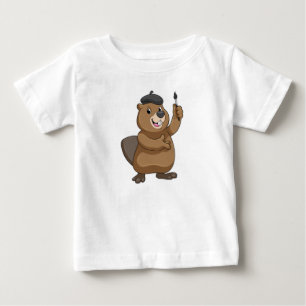 T-shirt Pour Bébé Castor en peintre avec pinceau