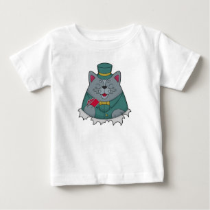 T-shirt Pour Bébé Cat at Poker avec cartes de Poker