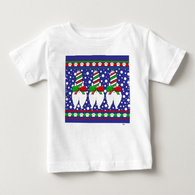 T-shirt Pour Bébé Cat Butt Christmas Green (Devant)