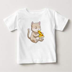 T-shirt Pour Bébé Cat with Pizza