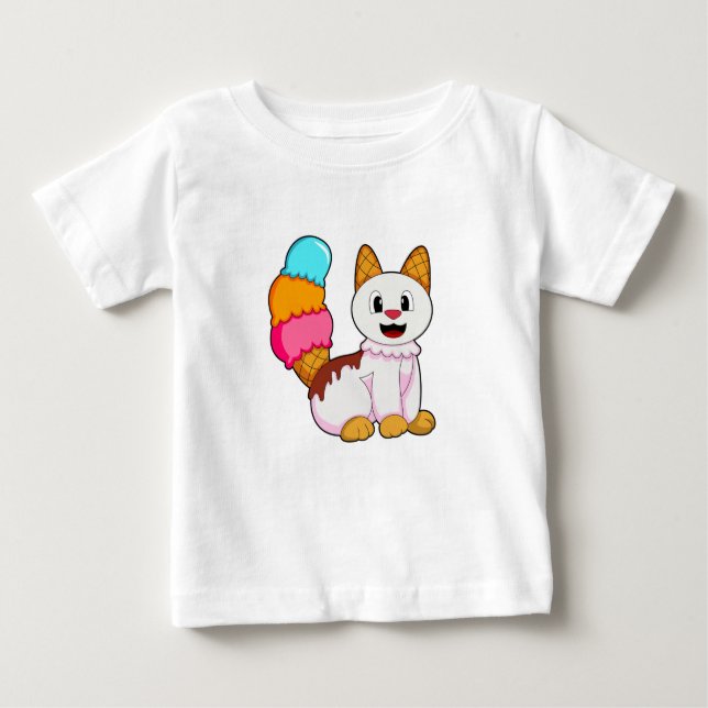 T-shirt Pour Bébé Cat with popsicle (Devant)