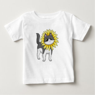 T-shirt Pour Bébé Cat with sunflower