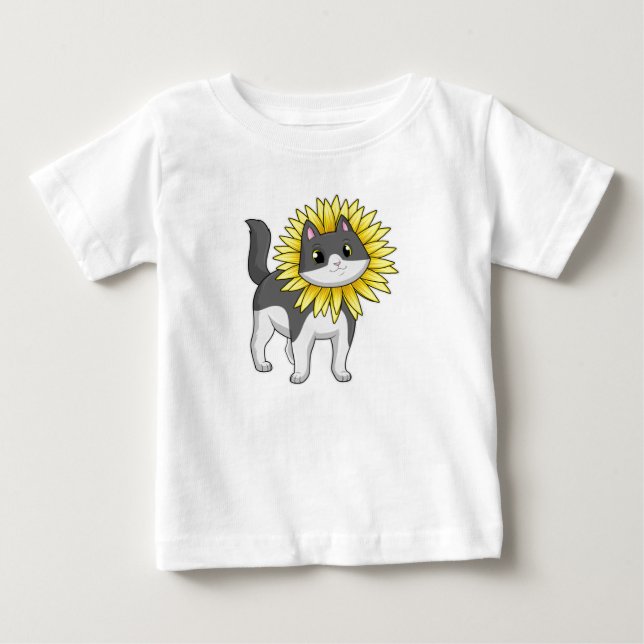 T-shirt Pour Bébé Cat with sunflower (Devant)