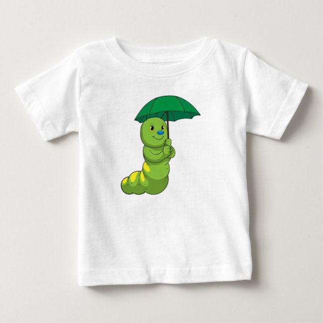 T-shirt Pour Bébé Caterpillar à la pluie avec parapluie (Devant)