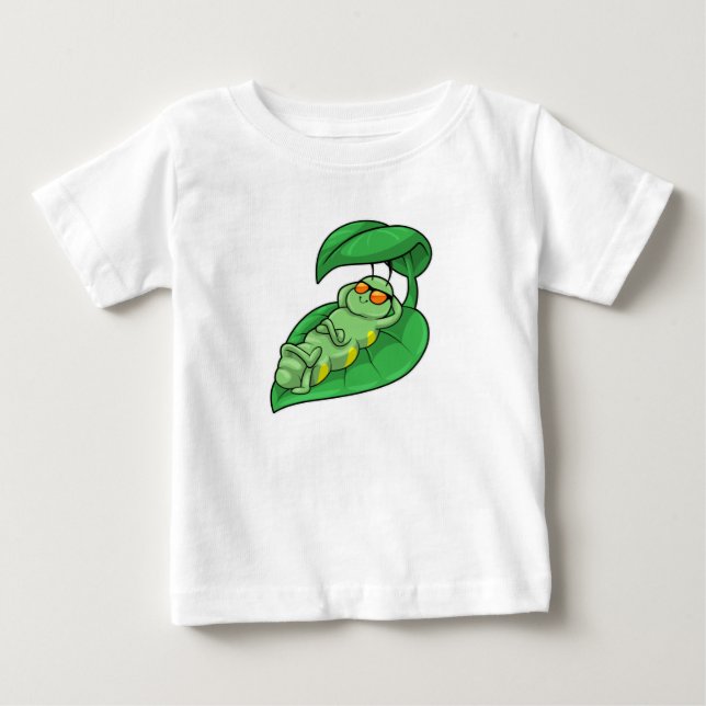 T-shirt Pour Bébé Caterpillar avec feuille (Devant)