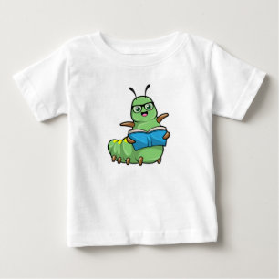 T-shirt Pour Bébé Caterpillar Nerd avec livre et lunettes