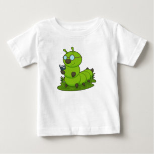 T-shirt Pour Bébé Caterpillar Nerd avec lunettes et livre