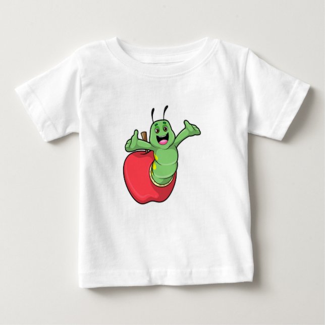 T-shirt Pour Bébé Caterpillar with Apple (Devant)
