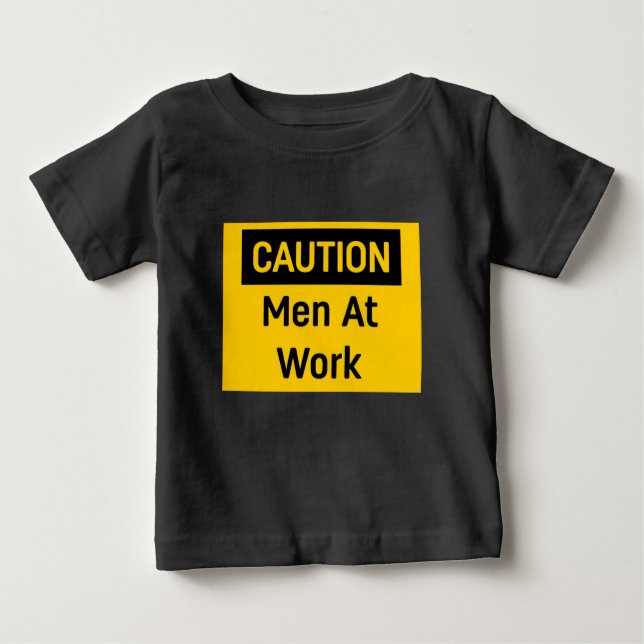 T-shirt Pour Bébé CAUTION Hommes au travail (Devant)