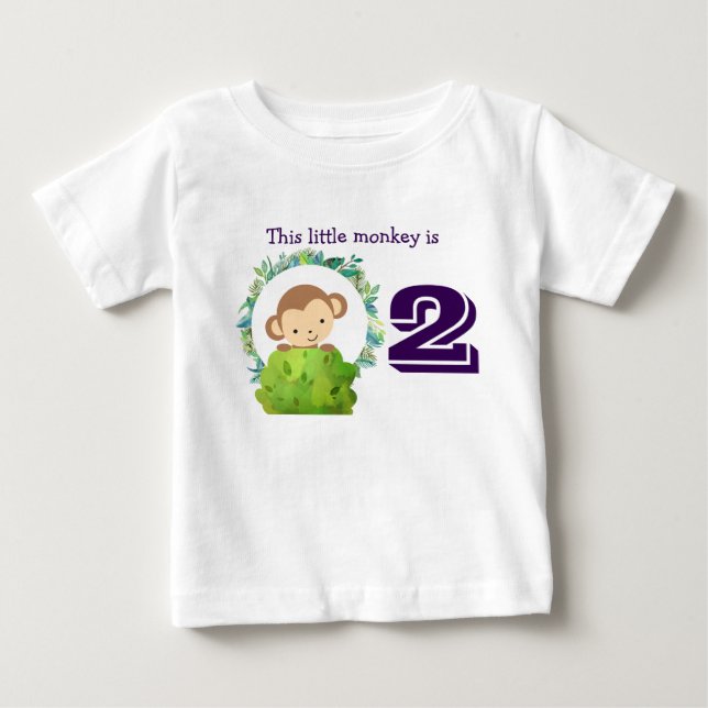 T-shirt Pour Bébé Ce Petit Singe Mignonne Safari Anniversaire (Devant)