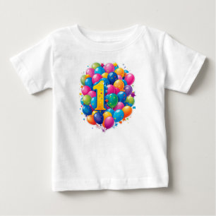 T-shirt Pour Bébé Célébration colorée du 1er anniversaire avec des b