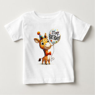 T-shirt Pour Bébé Célébration d'anniversaire de girafe