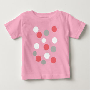 T-shirt Pour Bébé Cercles de balles motif gris blanc corail rose
