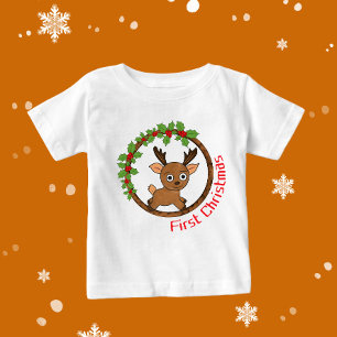 T-shirt Pour Bébé Cerf de Noël
