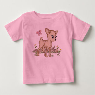 T-shirt Pour Bébé Cerfs communs mignons de bébé en bois avec le