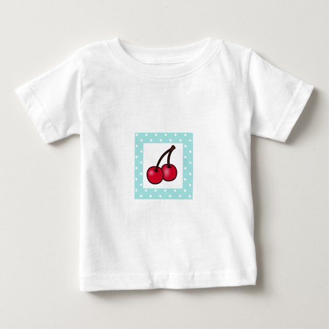 T-shirt Pour Bébé Cerises à points Aqua Retro (Devant)