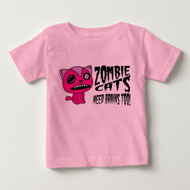 T-shirt Pour Bébé cerveaux du besoin de chats de zombi aussi ! (Devant)