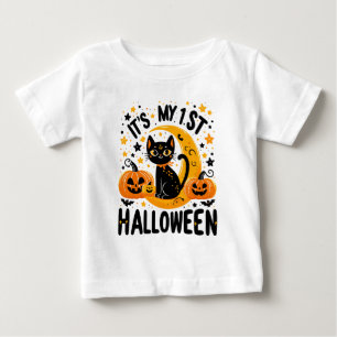 T-shirt Pour Bébé C'est ma 1ère Chat Noir Citrouille Halloween