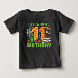 T-shirt Pour Bébé C'est mon 11e anniversaire Pixel Numéro jeu vidéo