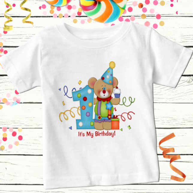 T-shirt Pour Bébé C'est mon anniversaire mignon ours 1 âge (Créateur téléchargé)