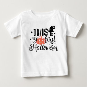 T-shirt Pour Bébé C'est mon premier Citrouille d'Halloween Baby