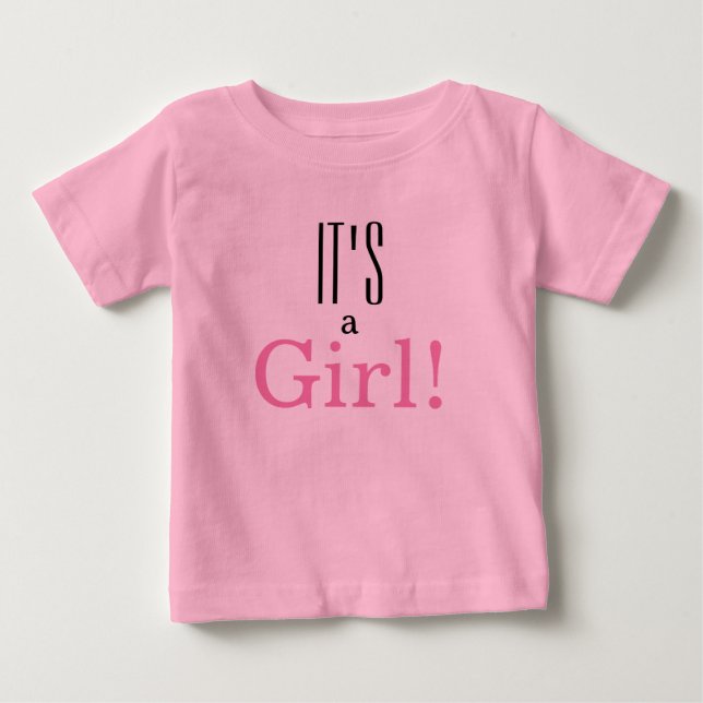 T-shirt Pour Bébé C'est une fille ! Drôle Genre Révéler Rose (Devant)
