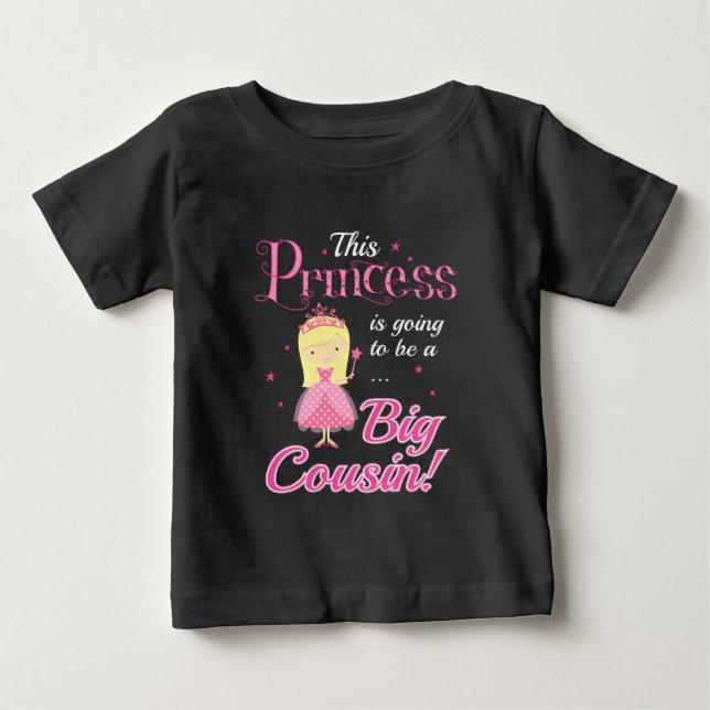 T-shirt Pour Bébé Cette princesse va être un grand cousin (Devant)