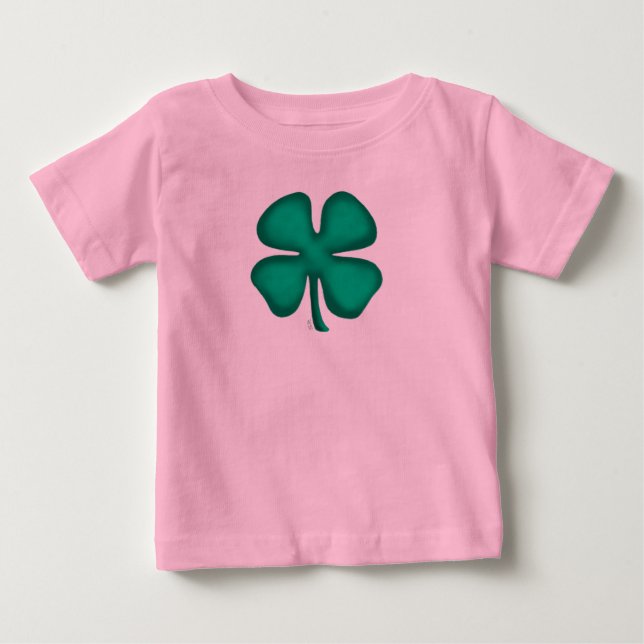 T-shirt Pour Bébé Chance 4 feuilles irlandais Clover rose bébé chemi (Devant)