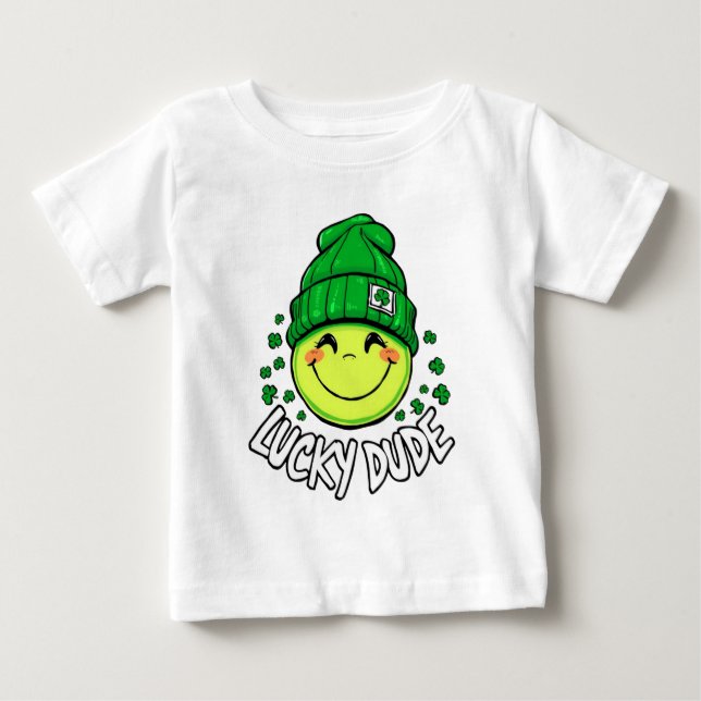 T-shirt Pour Bébé Chanceux mec sourire visage St. Patrick’s Day (Devant)