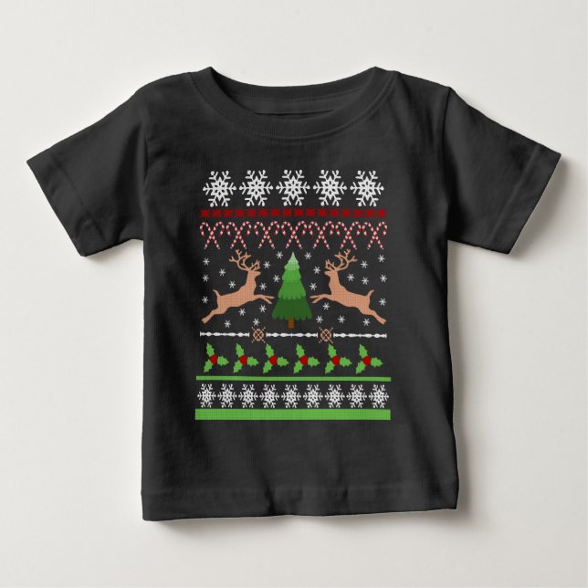T-shirt Pour Bébé Chandail de Noël moche drôle (Devant)