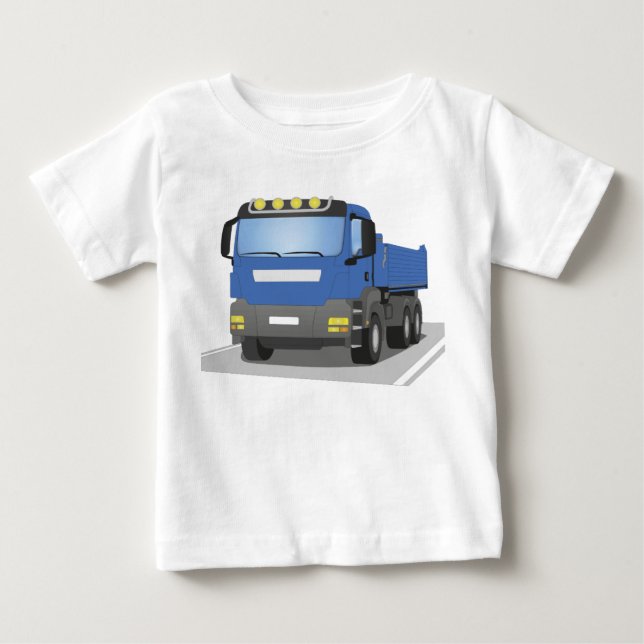 T-shirt Pour Bébé Chantiers bleus Camions (Devant)