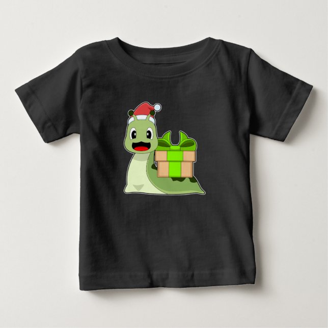T-shirt Pour Bébé Chapeau de Noël de l'escargot (Devant)
