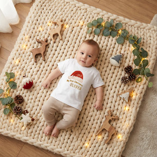 T-shirt Pour Bébé Chapeau de Père Noël rouge pour le premier Noël de