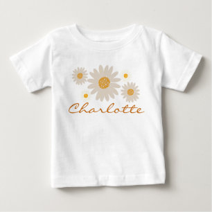 T-shirt Pour Bébé Charlotte nom révéler fleur boho de marguerite rét